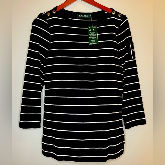 Ralph Lauren Tops - Ralph Lauren Striped Boatneck 3/4 Sleeve Top